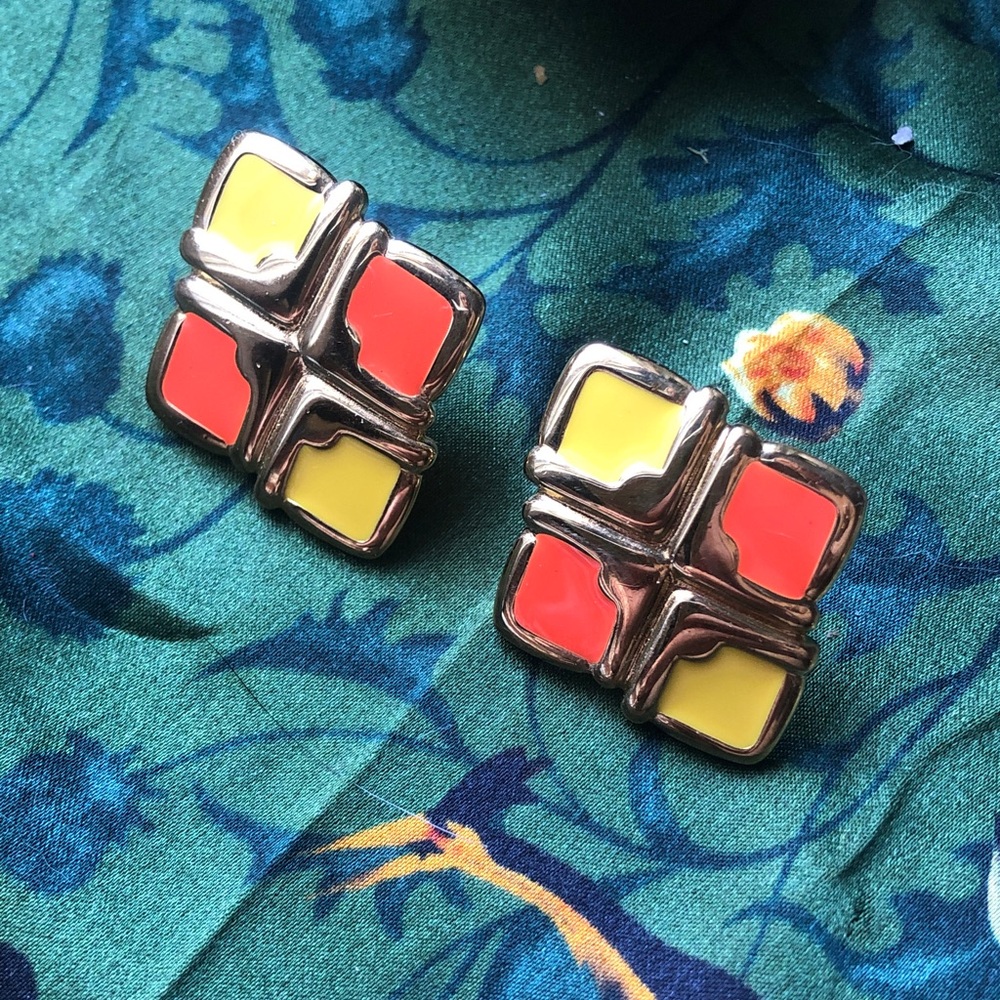Monet Yellow and Orange Earrings